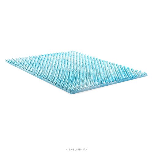 Linenspa 3 Inch Gel Swirl Convoluted Memory Foam Topper +Cover – Improved Airflow –Machine Washable-Cover, Twin XL