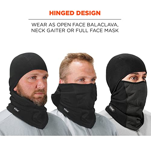 Ergodyne N-Ferno 6823 Balaclava Ski Mask, Wind-Resistant Face Mask, Hinged Design, Each, Black, One Size