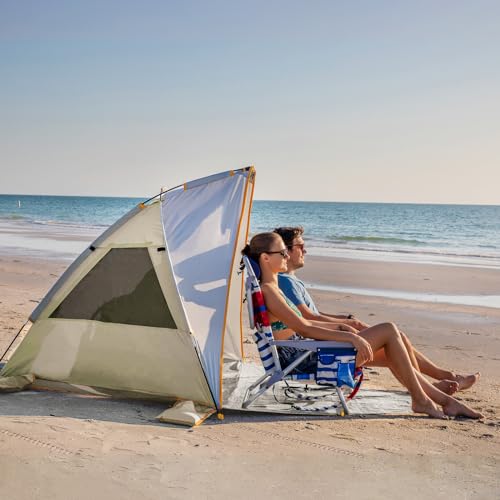WolfWise 2-3 Person Portable Beach Tent UPF 50+ Sun Shade Canopy Umbrella with Extendable Floor, Blue
