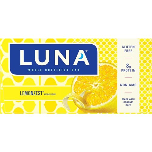 LUNA Bar - LemonZest Flavor - Gluten-Free - Non-GMO - 7-9g Protein - Made with Organic Oats - Low Glycemic - Whole Nutrition Snack Bars - 1.69 oz. (12 Pack)