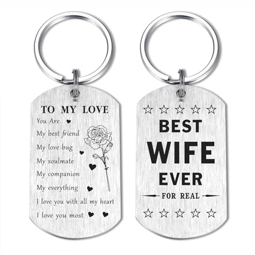 SOUSYOKYO Wife Gifts from Husband, Best Wife Ever Keychain, Sentimental Anniversary Birthday Keychain for Wife Women, Meaningful Mothers Day Present for Wife