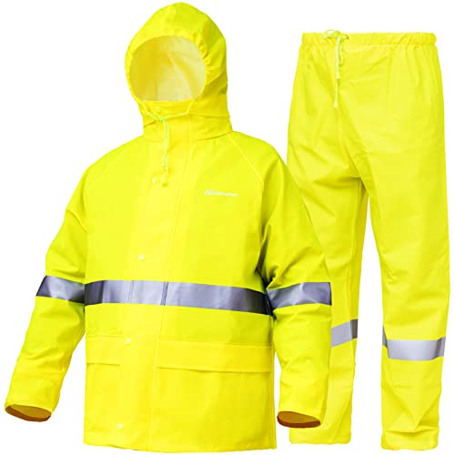 HANMENGXUAN Rain Suits for Men Women Waterproof, Breathable Rain Coats, Durable Rain Gear Jacket Pants(Black,Small)