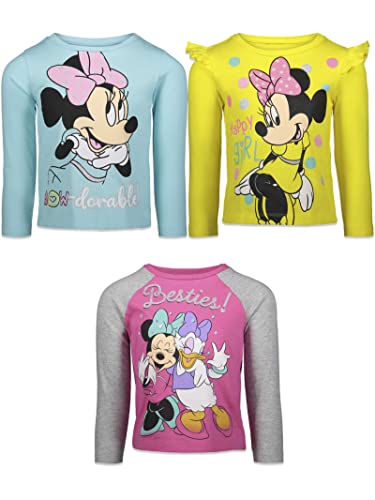 Disney Minnie Mouse Daisy Duck Infant Baby Girls 3 Pack T-Shirts Pink/Yellow/Blue 12 Months