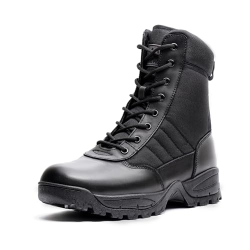 WIDEWAY Men's Military Tactical Work Boots Black Combat Boots for Motorcycle Hiking (Tan, Adult, Men, 13, Numeric, US Footwear Size System, Medium)