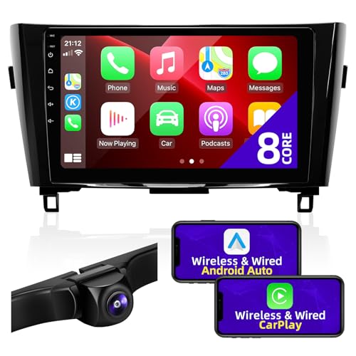 CGOGC Android Car Radio Compatible with Android Auto Wireless Carplay for Nissan Rogue X-Trail Qashqai 2014-2018 8core 1280X720 Touchscreen Stereo Bluetooth GPS Navigation Head Unit (2GRAM32GROM)