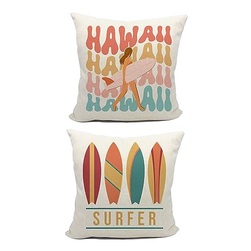 Mancheng-zi Beach Throw Pillows, Beach Pillows,Hawaii Pillows Covers 18x18,surf Room Decor,Beach Room Decor for Teen Girls,Beach Pillow Cover,Beach Decor,Coastal Decor