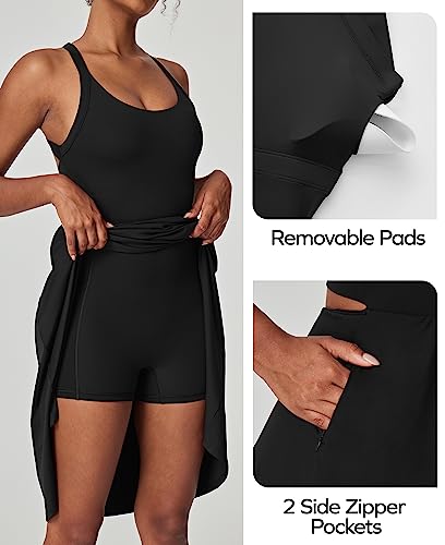 Ewedoos Tennis Dress Adjustable Straps Athletic Dress with Built-in Shorts & Bras Womens Workout Golf Exercise Dresses