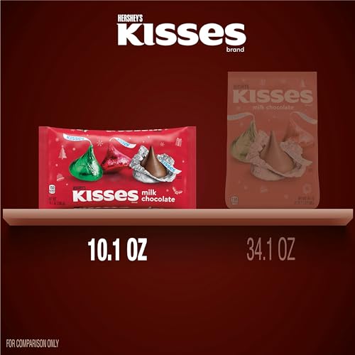 HERSHEY'S KISSES Milk Chocolate, Christmas Candy Bag, 10.1 oz