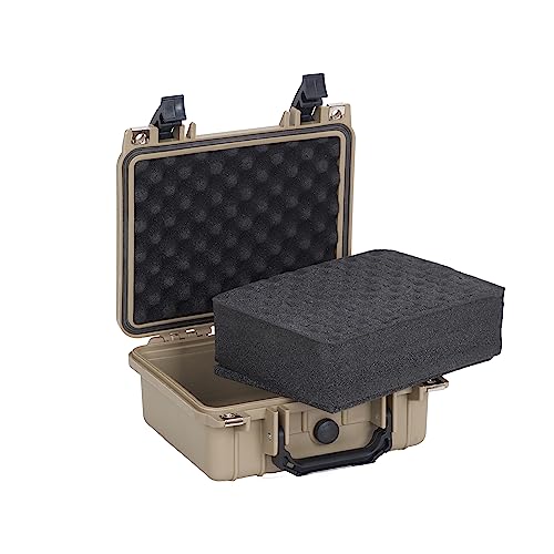 MEIJIA Portable All Weather IP67 Waterproof Protective Case,Hard Camera Case,Dry Case with Customizable Foam,Fit Use Of Drones,Camera,Equipments,10.62 x9.68x4.87inches (Desert Tan)