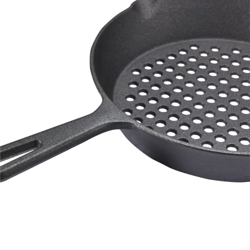 Bruntmor Pre-Seasoned Cast Iron Saute Fry Pan, Large Size, Dual Handles, Nonstick Surface, Induction Compatible, Easy Cleanup