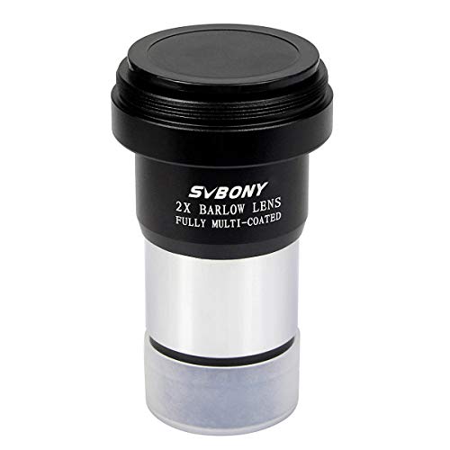 SVBONY Barlow Lens 2X, 1.25 inch Barlow Lens with Multi Coated Broadband Green Film, Telescope Accessories with M42 Thread for Telescope Eyepiece