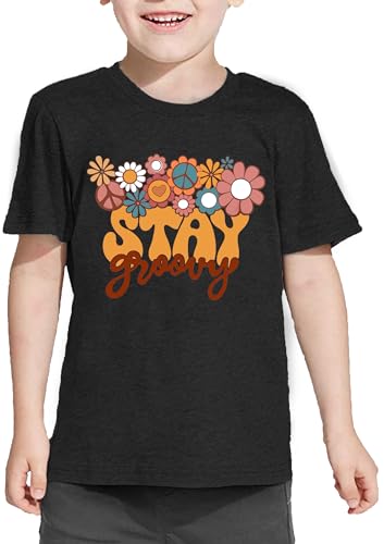 Stay Groovy Shirt for Toddler Boys Girls Retro Shirts Hippie 70s Disco Outfits Floral Graphic Tees Tops DarkPink