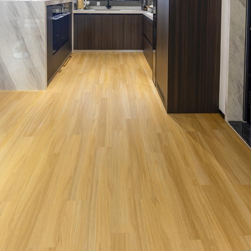 GreenFullHouse Vinyl Flooring - Laminate Flooring with 15.24cmx15.24cm,Peel and Stick Floor Tiles Self-Adhesive Flooring Planks,2.0mm 1 Piece Waterproof for Kitchen Living Room(Western Oak Sample)