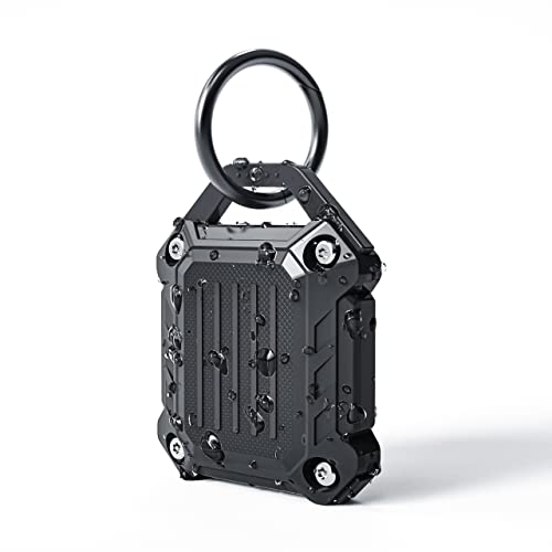 DOVICK- Waterproof Airtag Keychain Holder Case,Screw Full Cover Compatible with Apple Air Tag Tracker Key Ring 2Pack (Black&Blue)