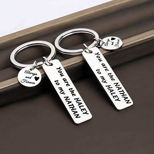 FAADBUK One Tree Hill Inspired Gift Couple Keychain Set You Are The Haley to My Nathan Always And Forever Valentine’s Day Gift for Her (Haley to My Nathan)