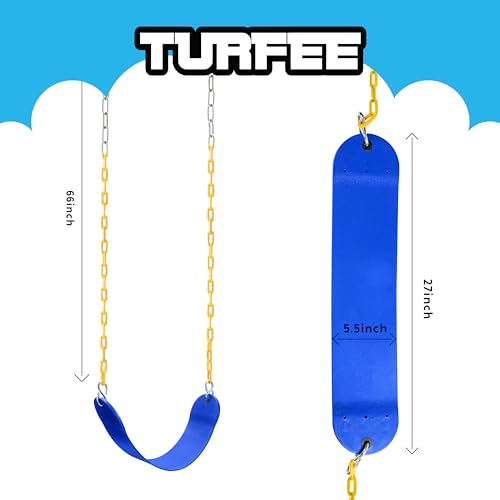 TURFEE Swing for Outdoor Swing Set - Pack of 1 Swing Seat Replacement Kit with Heavy Duty Chains - Backyard Swingset Playground Accessories for Kids (Blue)