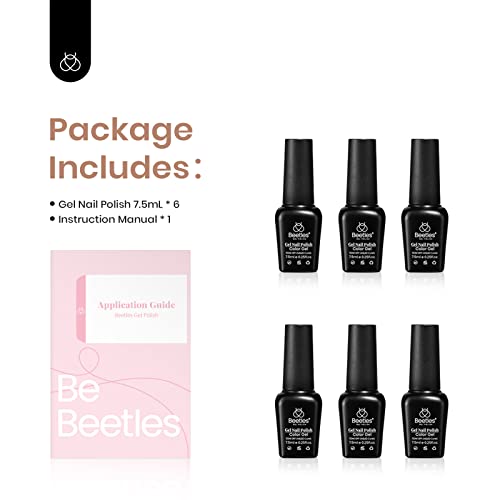 Beetles Gel Nail Polish Set 6 Colors Glitter Sky Blue Purple Gel Polish Kit Lavender Violets Gel Nail Polish Gel Nail Polish Soak off Uv LED Gel Manicure DIY Nail Home