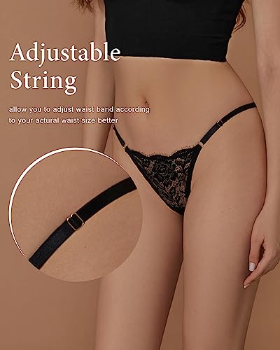 SHARICCA Lace G-String Thongs for Women Comfort Sexy Underwear Breathable T-back Thongs Panties Pack, 3P03,XS