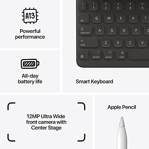 Apple iPad (9th Generation): with A13 Bionic chip, 10.2-inch Retina Display, 256GB, Wi-Fi, 12MP front/8MP Back Camera, Touch ID, All-Day Battery Life – Space Gray