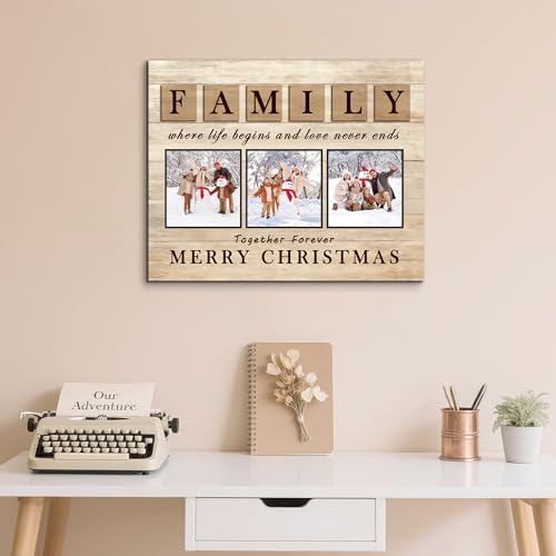 GagetElec Personalized Canvas Print with Photo - Custom Wall Art Decor, Christmas Gift for Family & Mom Gift from Son & Daughter