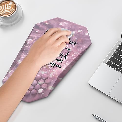 Mouse Pad Wrist Support,Ergonomic with Massage Design, Pain Relief Keyboard Wrist Palm, Memory Foam Mousepad with Non-Slip PU Base Mouse Pads for Desk Computer Home Office-Pink Positive