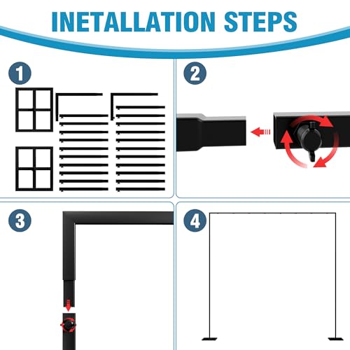 Fomcet 10FT x 10FT Backdrop Stand Heavy Duty with Base, Black Portable Adjustable Pipe and Drape Backdrop Stand Kit, Square Metal Arch Party Frame for Wedding Birthday Parties Banquet Decorations