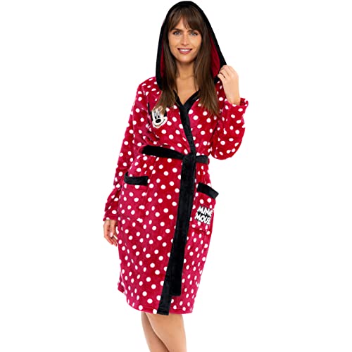 Disney Women's Robe | Minnie Mouse Bathrobe | Fluffy Robe for Women Size Small Red