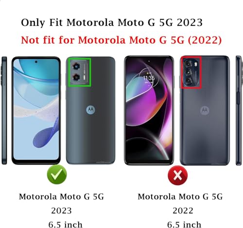 for Moto G 5G 2023 Case with Slide Lens Cover, HD Screen Protector, Military Grade Drop Protection, Magnetic Rotated Ring Holder Kickstand Phone Case for Motorola Moto G 5G (2023),Black