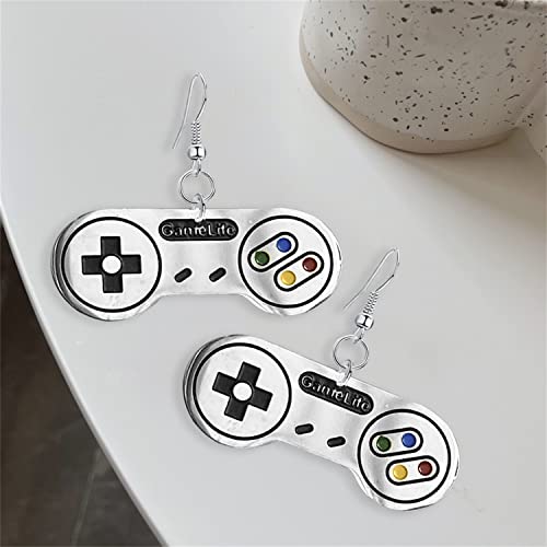 KVANU Unique 80s 90s Punk Stainless Steel Video Game Control Consoles Dangle Drop Earring for Women Men Her Game Enthusiast Game Lover Jewelry Gift (Style-2)