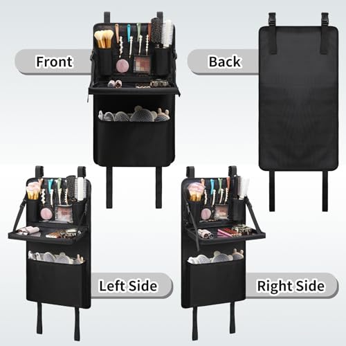 Makeup Chair Side Organizer Bag, Directors Chair Side Storage Bag, Large Capacity Makeup Artist Bag for Make Up Chair, Professional Makeup Artist Chair Armrest Bag with Waterproof Detachable Board