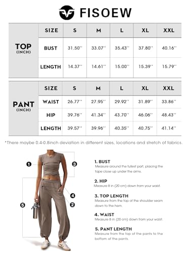Fisoew Women's Two Piece Outfits Casual Lounge Sets Crop Tops and Joggers Tracksuit with Pockets (Black, Small)