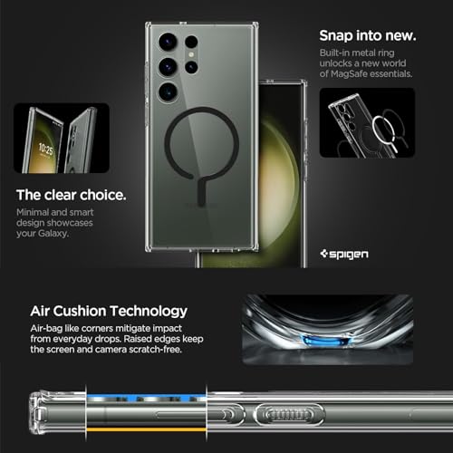 Spigen Ultra Hybrid OneTap Ring Designed for Galaxy S23 Ultra Case (2023) [Military-Grade Protection] - Black