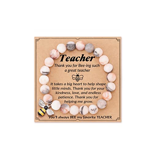 Dcfywl731 To My Teacher Gifts Bracelet Natural Stone Bracelet Beaded Healing Bracelet Teacher Bracelets for Women Best Teacher Gifts…