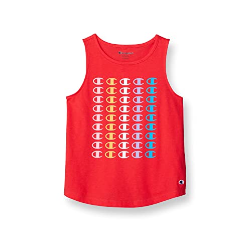 Champion Little Top, Cotton-Rich Girls' Tank, Stacked Rainbow C Logos, Salty Purple