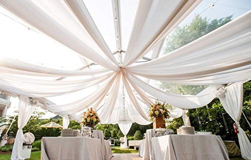 AK TRADING CO. 120" Wide (10ft Wide) X 10 Yards Roll - Sheer Voile Chiffon Fabric - Perfect for Draping Panels and Masking for Weddings, Parties & Events, Tent Draping