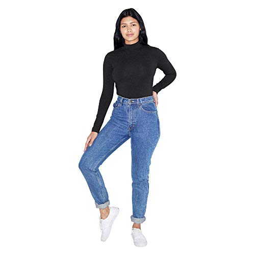 American Apparel Women's Cotton Spandex Long Sleeve Turtleneck, Black, Small