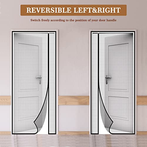 Yotache White Reversible Left Right Side Opening Magnetic Screen Door Fits Door Size 48 x 83, Reinforced Sewing Mesh for Balcony, French, Sliding Glass Door, Actual Screen Size 50" x 84"