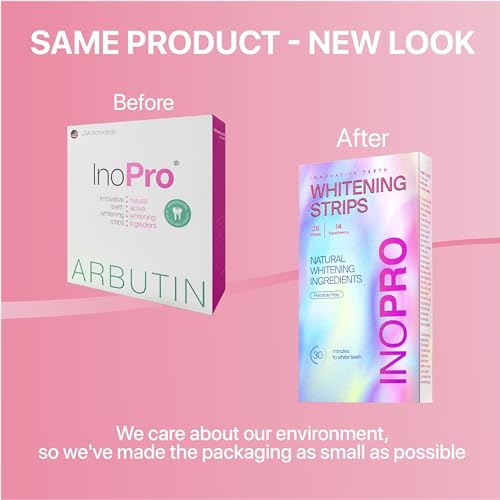 InoPro Teeth Whitening Strips 7 Treatments Kit - Sensitive Teeth Whitener, Peroxide Free, Enamel Safe Green White Strips, Deep Stains Removal - Instant Teeth Whitening Without The Harm (14 Strips)