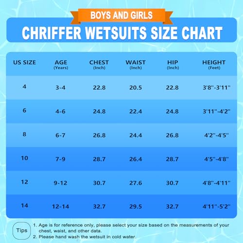 Chriffer Kids Wetsuit Shorty Wet Suit for Girls Boys Front Zip 2mm Neoprene Thermal Short Sleeves for Toddler/Kid/Youth/Teens Keep Warm for Diving Surfing Swimming Water Sports, Blue, X-Small