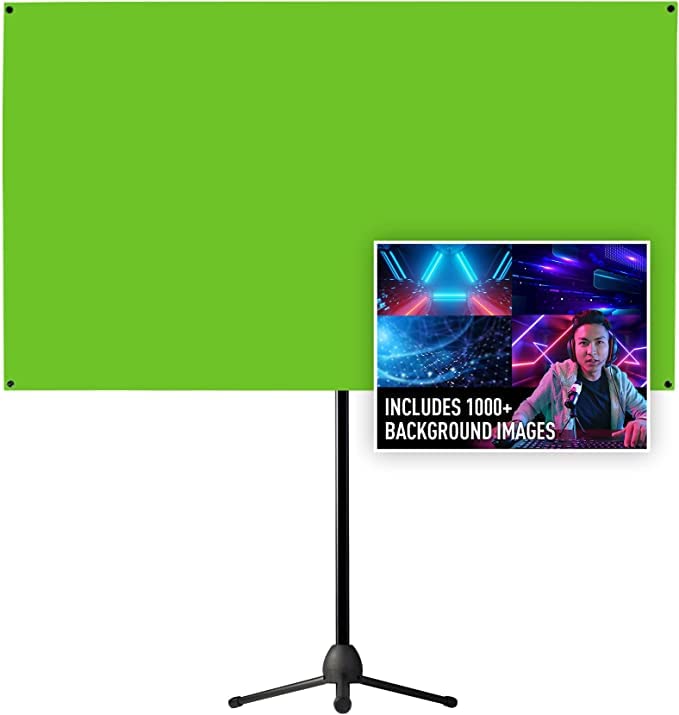 Valera 70in Green Screen Backdrop with Stand for Streaming, Ultra Portable 2 Min Setup, Portrait & Landscape, Tripod & Wall Mount, for Tiktok Zoom Video Meetings & More, +1k Free Backgrounds Included