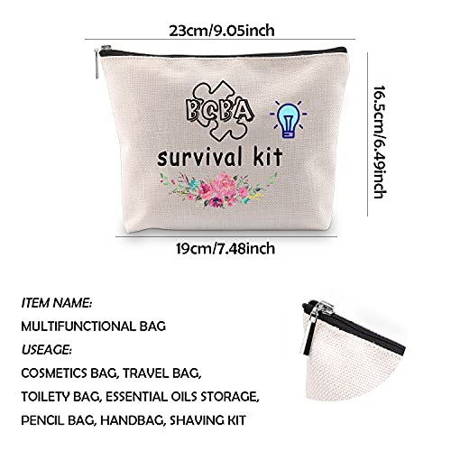 WCGXKO BCBA Survival Kit Zipper Pouch Makeup Bag Gift for BCBA Therapist Behavior Therapist (BCBA Survival)