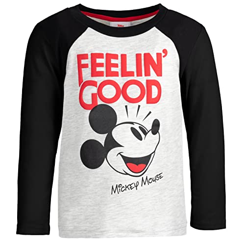 Disney Mickey Mouse Little Boys 2 Pack Long Sleeve T-Shirts Black/Red 7-8