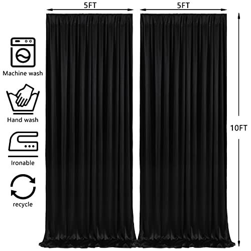 10x10FT Black Backdrop Curtain for Parties Black Curtains Backdrop Drapes for Birthday Halloween Party Photo Photography Background Decor