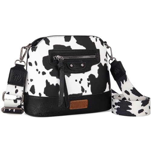 Wrangler Cow Print Crossbody Bag for Women Western Cross Body Purse with Signature Strap WG133-213BK