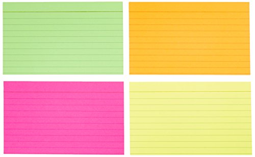 Amazon Basics Ruled Index Flash Cards, Assorted Neon Colored, 4x6 Inch, 300-Count