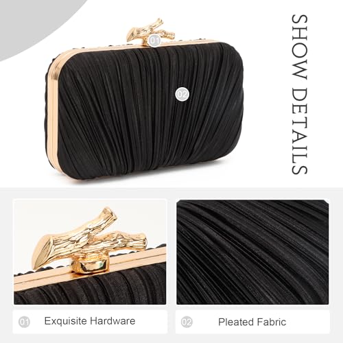 Freie Liebe Clutch Purses for Women Evening Bag Pleated Clutch Bag with Chain for Wedding Party