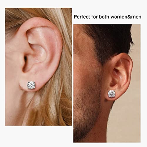 YODEWA Earrings for Women Trendy Hypoallergenic 925 Sterling Silver Cubic Zirconia Earrings Studs Jewelry Gifts for Women/Mom - CZ 2CT