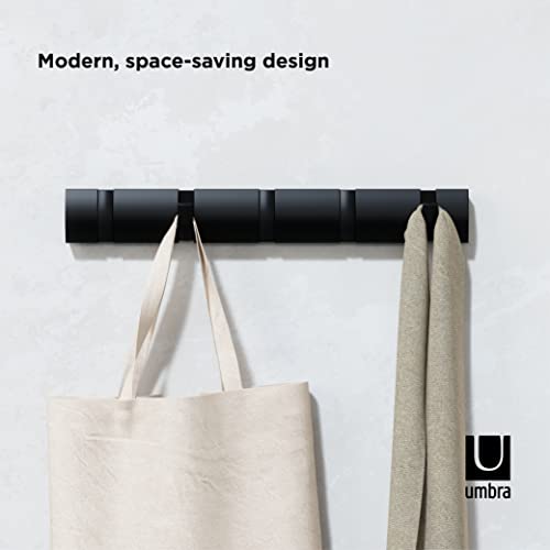 Umbra Flip 5 Hook Wall Mounted Coat Rack, Black