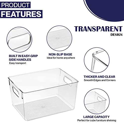 Clear Plastic Storage Bins, Pantry Organizers and Storage Containers Fridge Organizer Bins Kitchen Cabinet Organizer Medicine Cabinet Organizer Bin Home Freezer Organization 10 x 6 x 5