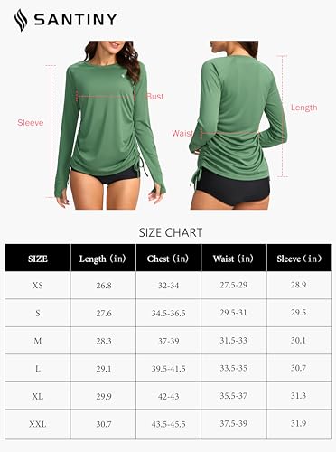 SANTINY Women's UPF50+ Rash Guard SPF Long Sleeve Swimsuits Top UV Sun Protection Swim Shirts for Woman (Navy Tropical Plants_S)